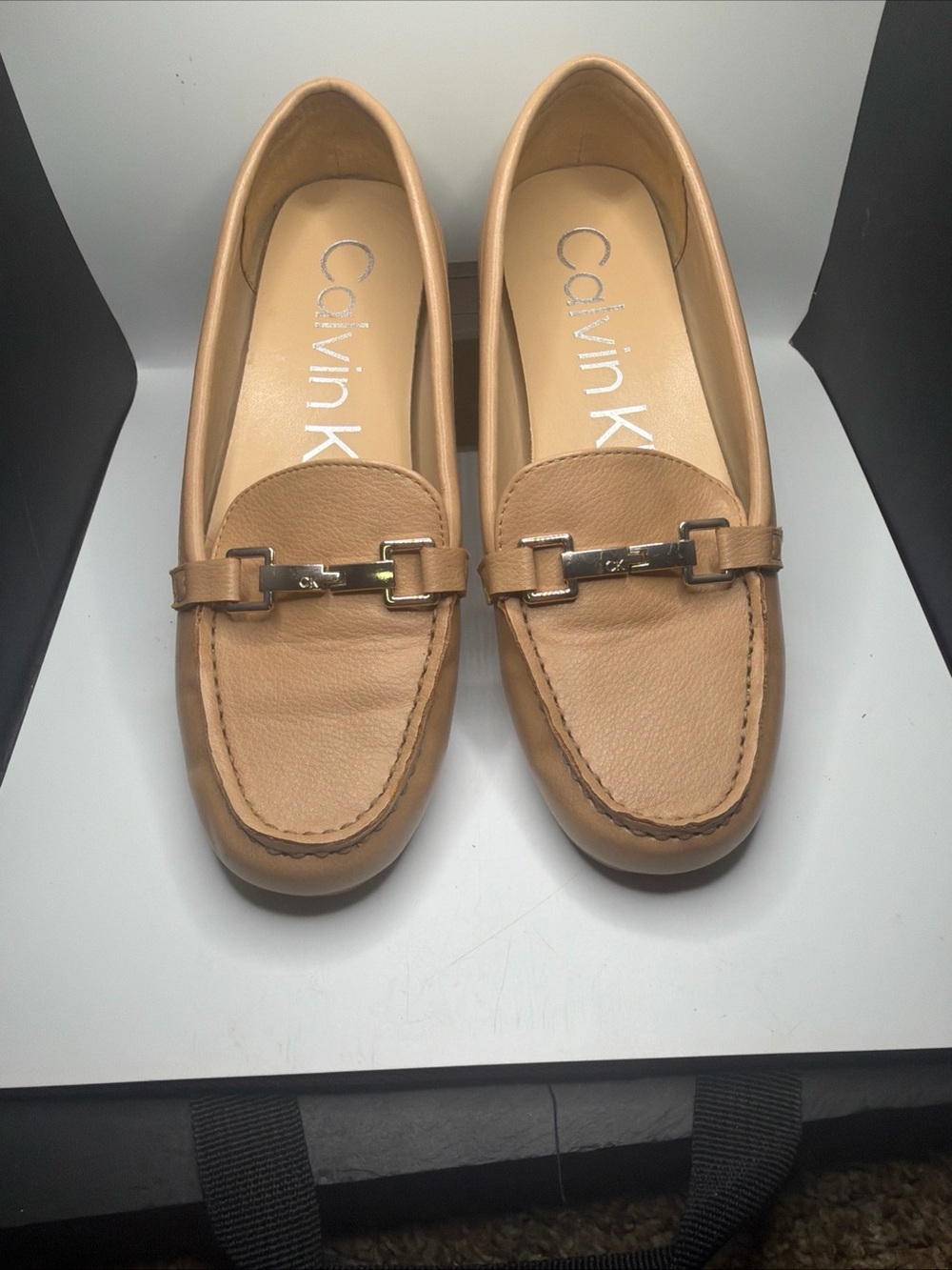 Calvin Klein Women's Tan Leather Bit Loafers